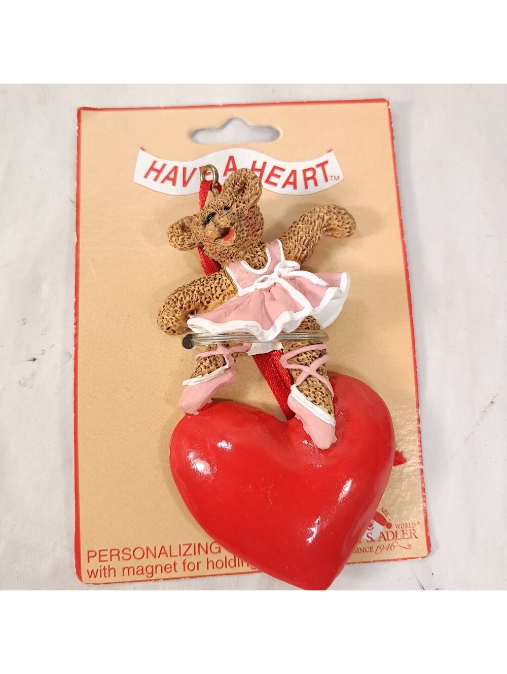 NEW Kurt Adler Have a Heart ornament magnet Ballerina heart bear Valentine's day
